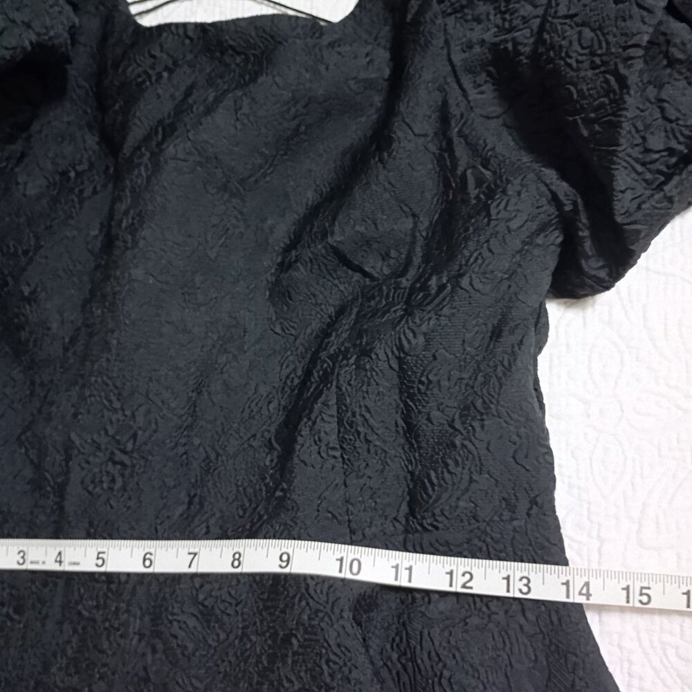 Simonett Beya Dress Black Size S Puff Sleeve Textured Fabricv Womens - Picture 11 of 11